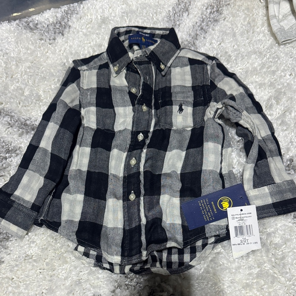 Ralph Lauren Kids black and White Plaid Shirt reversible